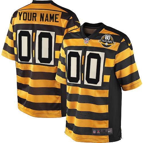 Youth Limited 80th Anniversary Nike Jersey Gold/Black Alternate - Customized Throwback NFL Pittsburgh Steelers